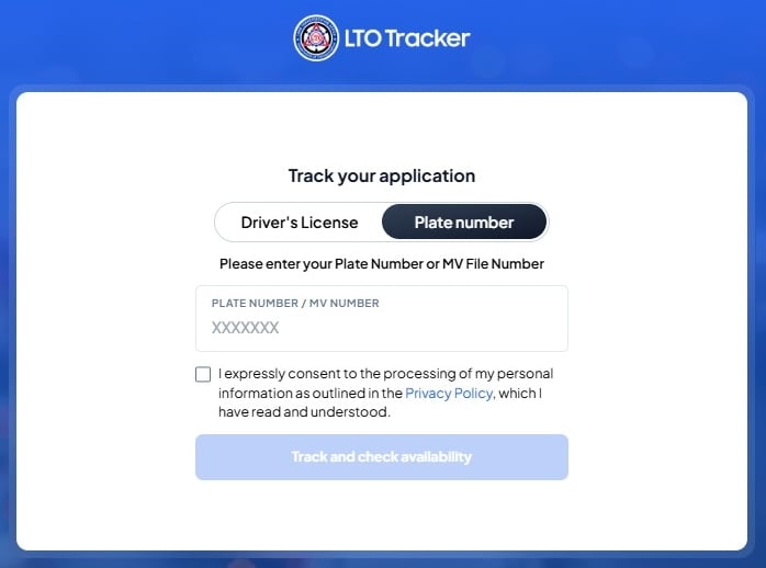 Find License Plate Using LTO Tracker